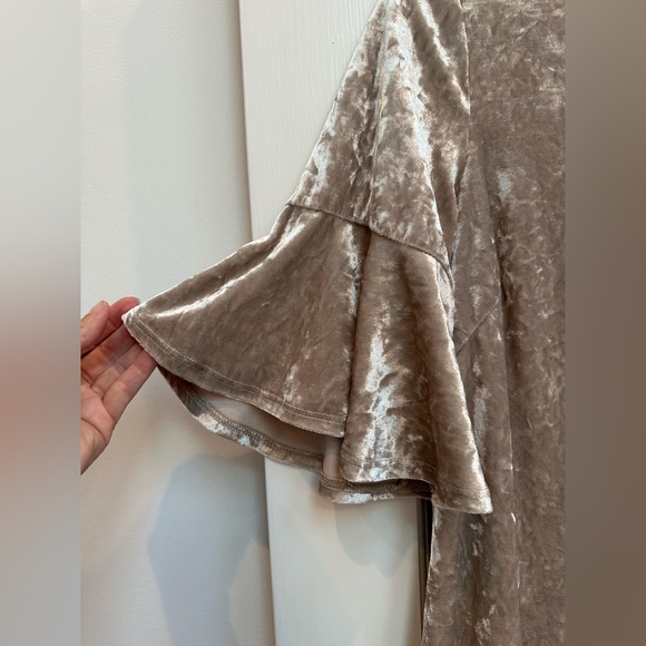 Anthropologie Sunday in Brooklyn Champagne Velvet Flutter Dress Size XS Holiday - Picture 5 of 10
